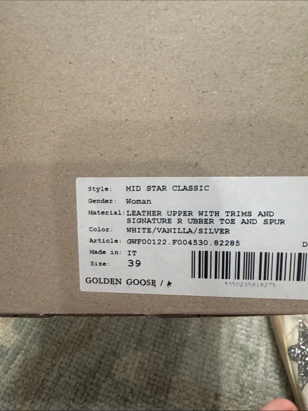Golden Goose Cream High-Top Sneakers with Silver Glitter Star